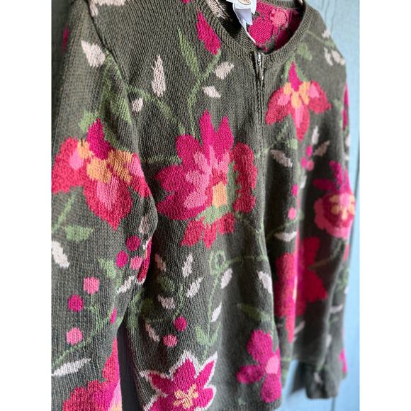 Vintage Floral Spring Knit Cardigan, Large - Picture 7 of 7